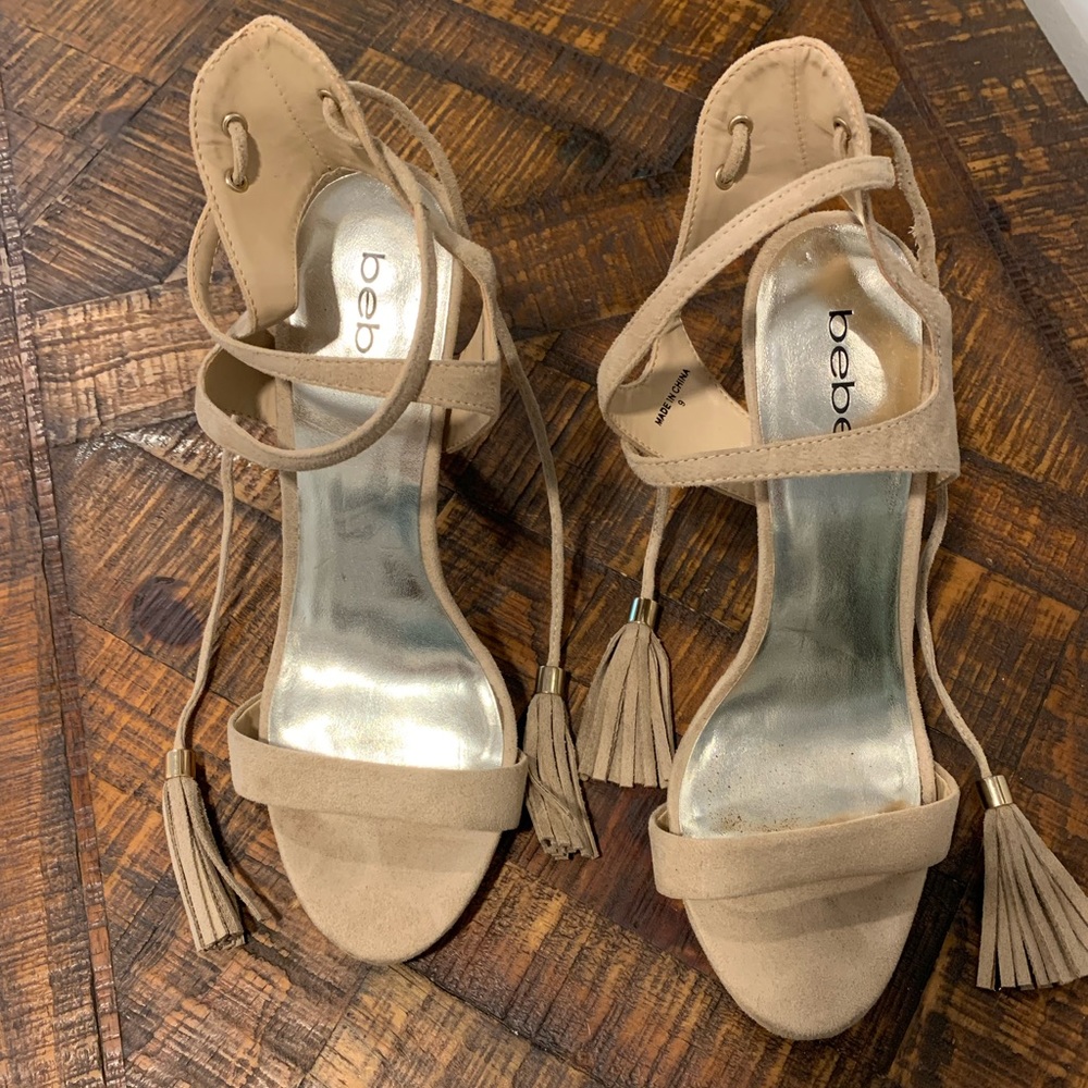 Bebe suede tan heals